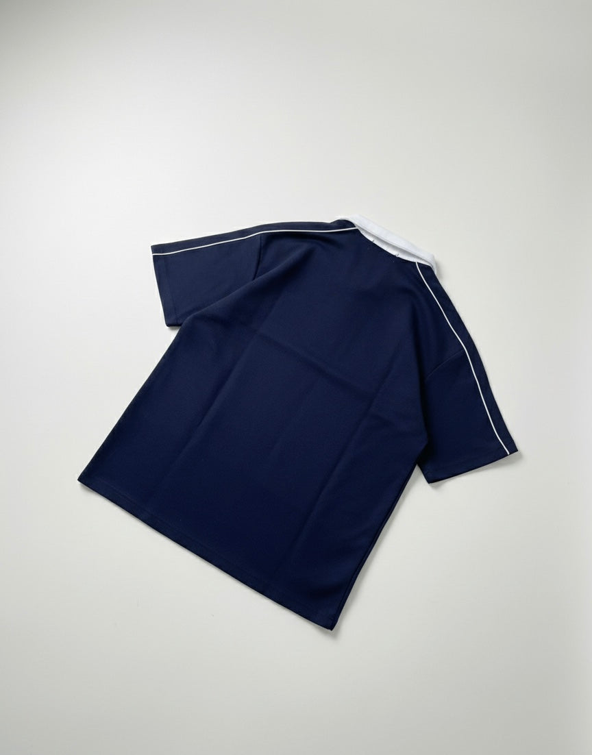 YANV Collar Short-Sleeve Polo Shirt Navy Blue