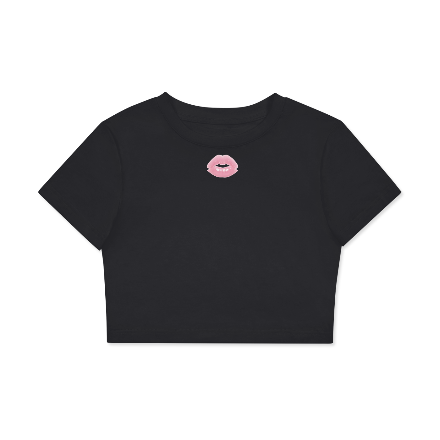 YANV Kiss me Fitted Crop Cotton T-Shirt Black