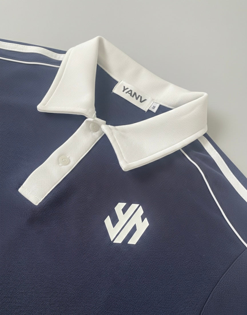 YANV Collar Short-Sleeve Polo Shirt Navy Blue