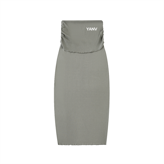 YANV Dyed Washed Straight Hip-Hugging Slim Maxi Skirt Medium Gray