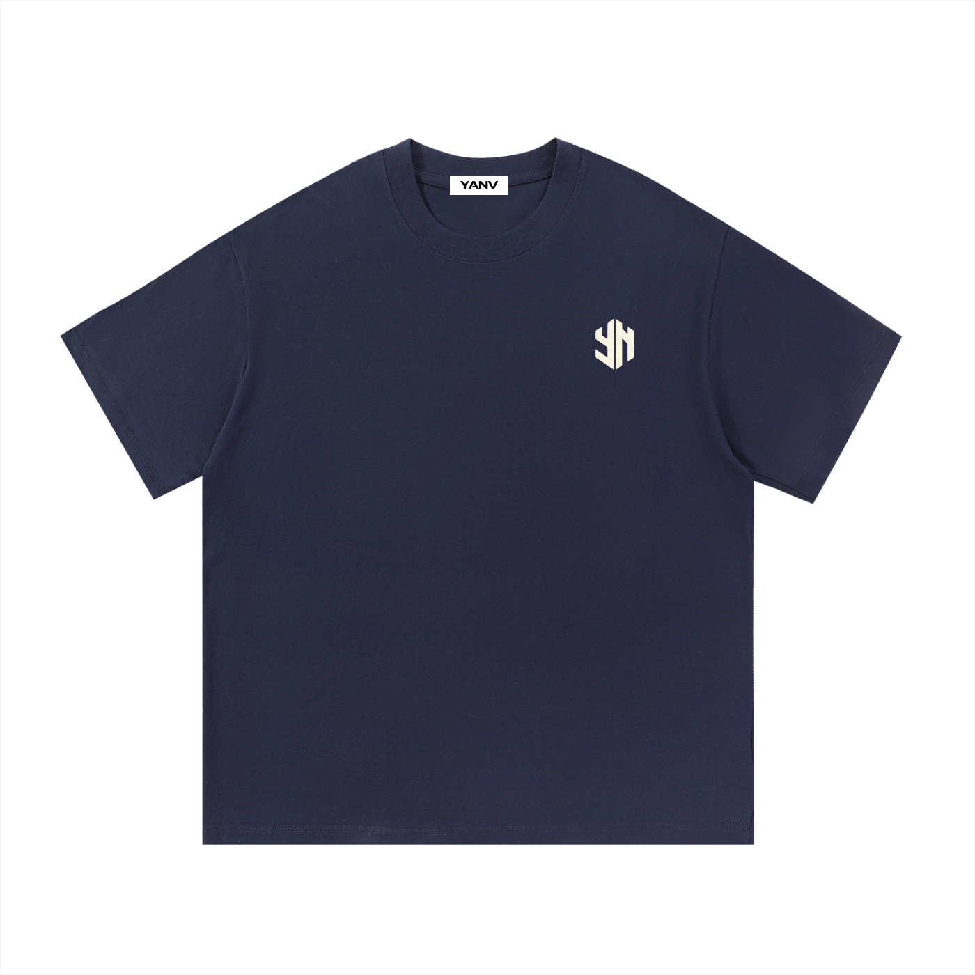 YANV 100% Cotton T-Shirt Navy Blue/Cream