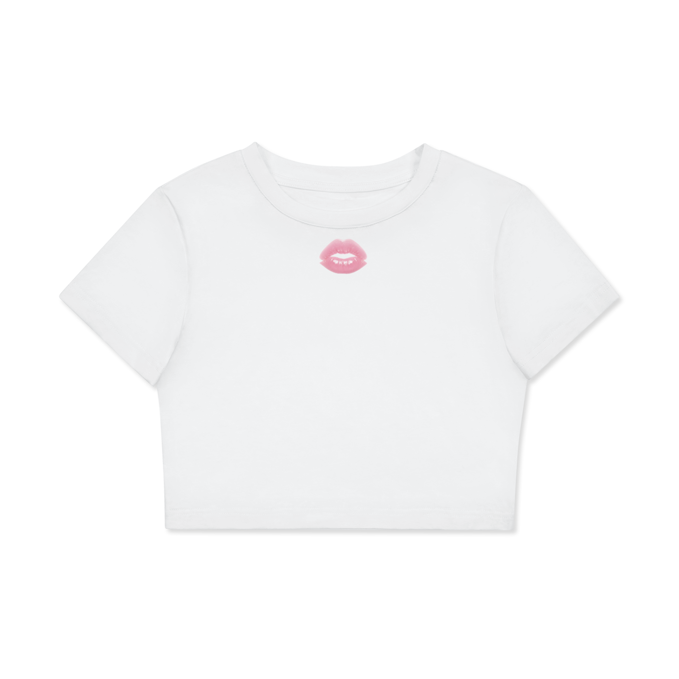 YANV Kiss me Fitted Crop Cotton T-Shirt White